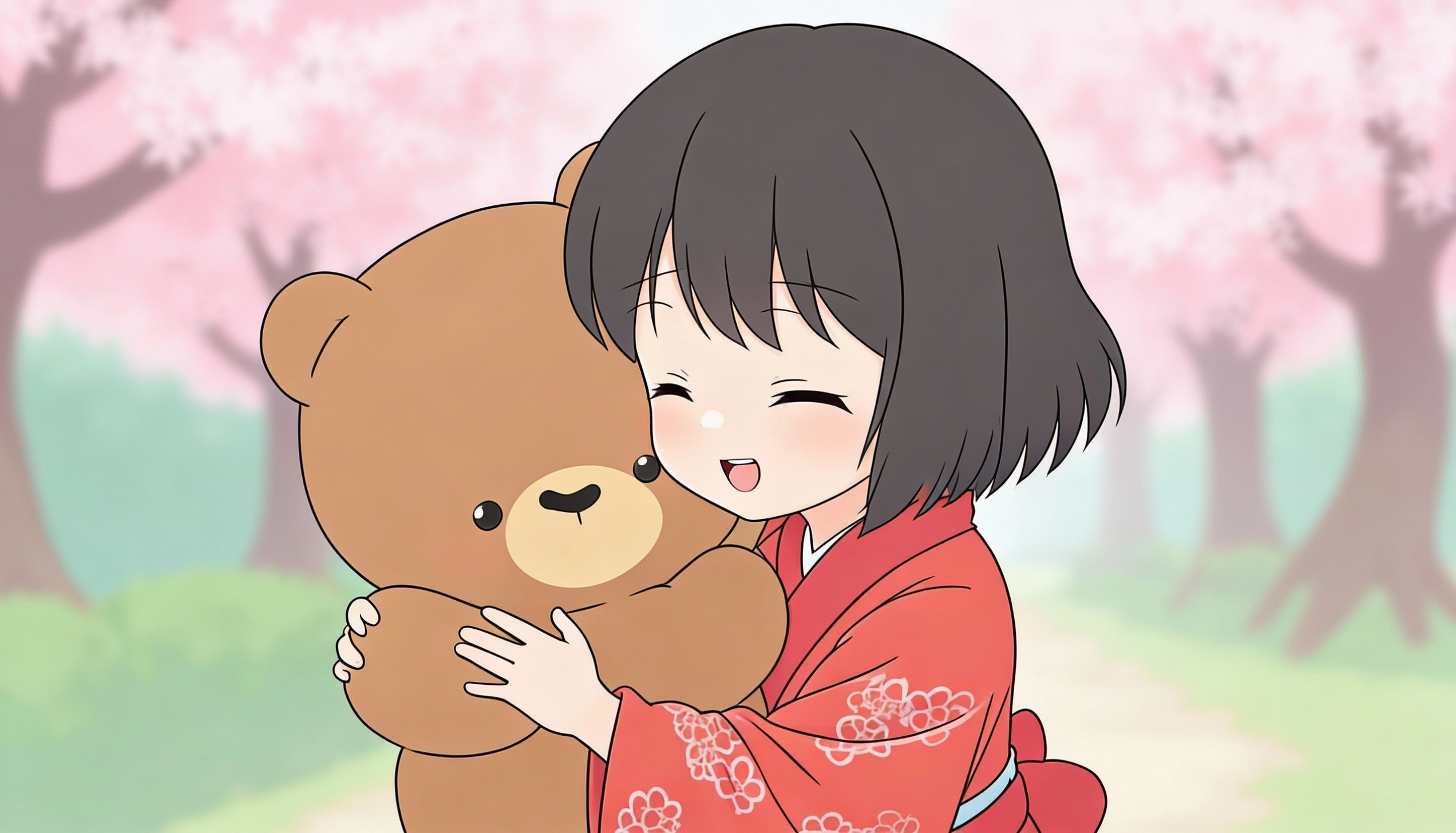 People hugging with oxytocin representations